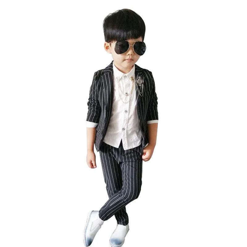 Flower Boys Formal Dress Kids Slim Blazers + Pants 2PCS Party Wedding Suit Children Photography Clothing Set Gentle Prom Costume