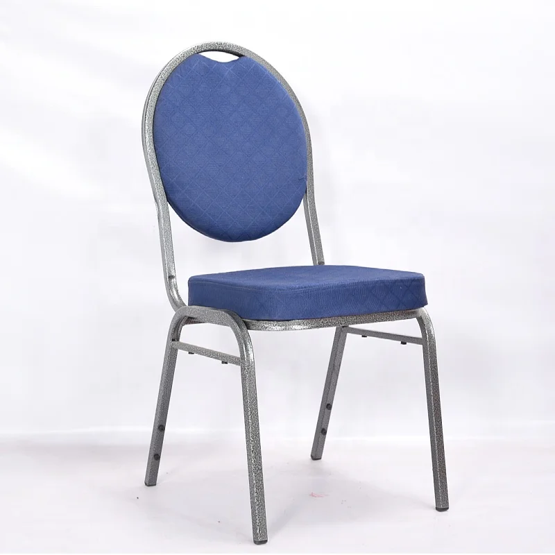 Bazhou Factory well price high quality metal tube stacking blue fabric event banquet chairs