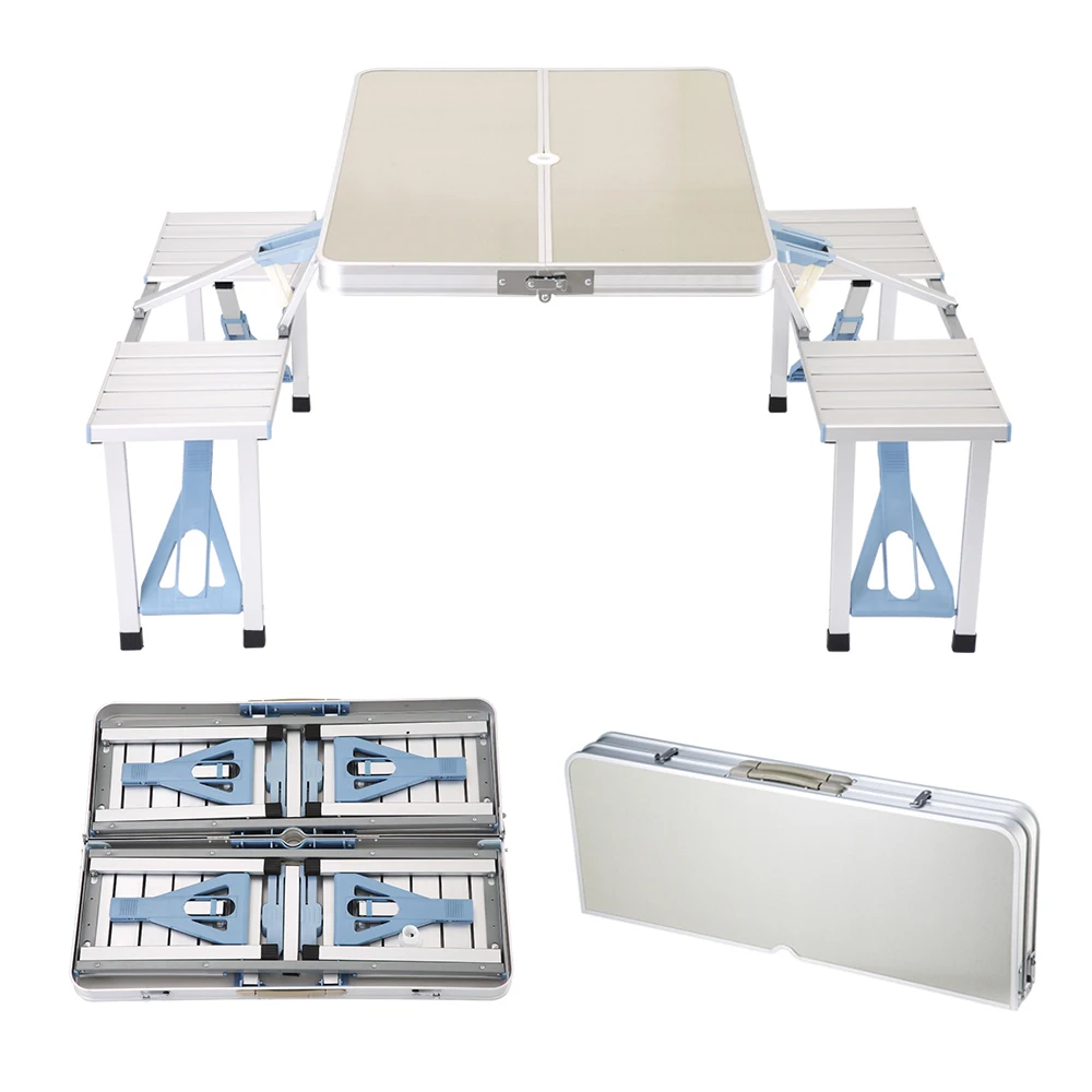Outdoor aluminum alloy folding lightweight picnic tables with 4 seats