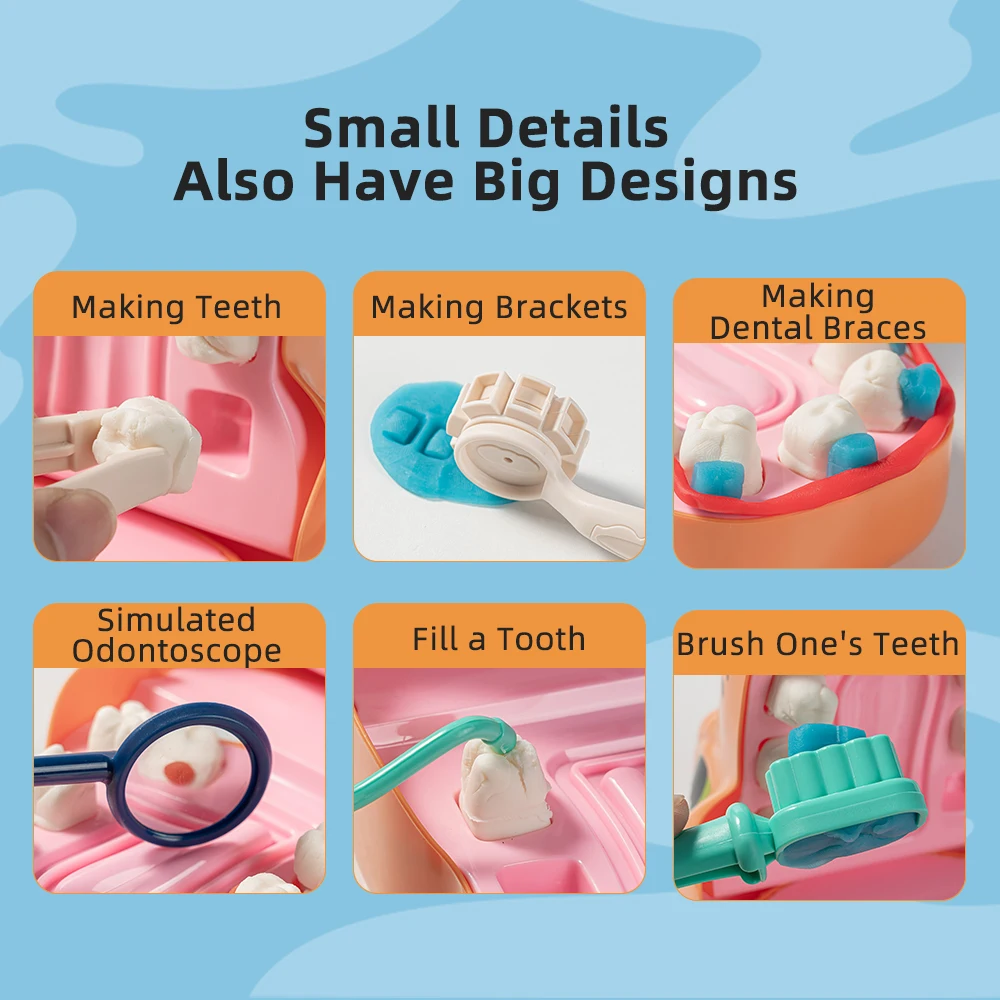 Banatoy Dentist Toys Orthodontic and Role Play 2 in 1 Dental Office Toy Set 16PCS Pretend Play Doctor Toys for Kids