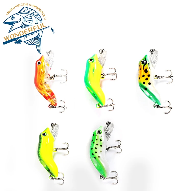 Factory New Artificial 3D Eyes Bend Body Hard PVC Plastic Frog Minnow