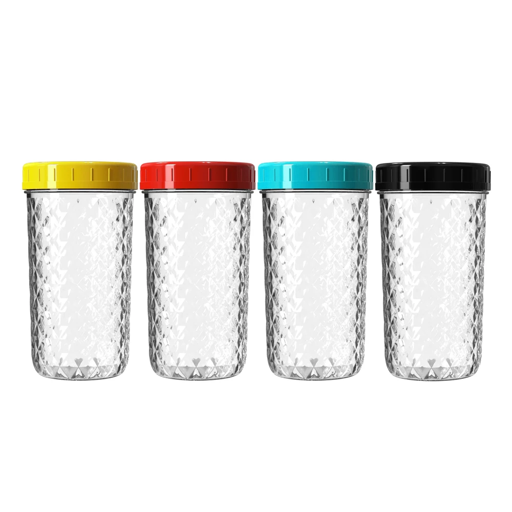 Wholesale 600ml 20 oz Glass Mason Jars With plastic Lids Canning Jars for Jam Honey Cookie Jelly Pickle Caviar chilli sauce