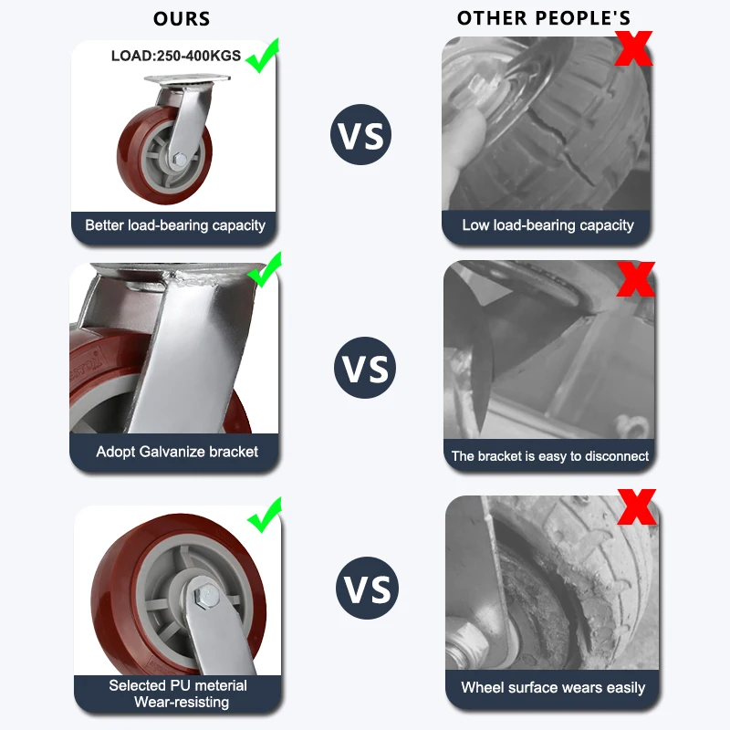 PU Heavy Duty Rotate Alloy Steel Caster Wheel Trolley Hand Carts Castor