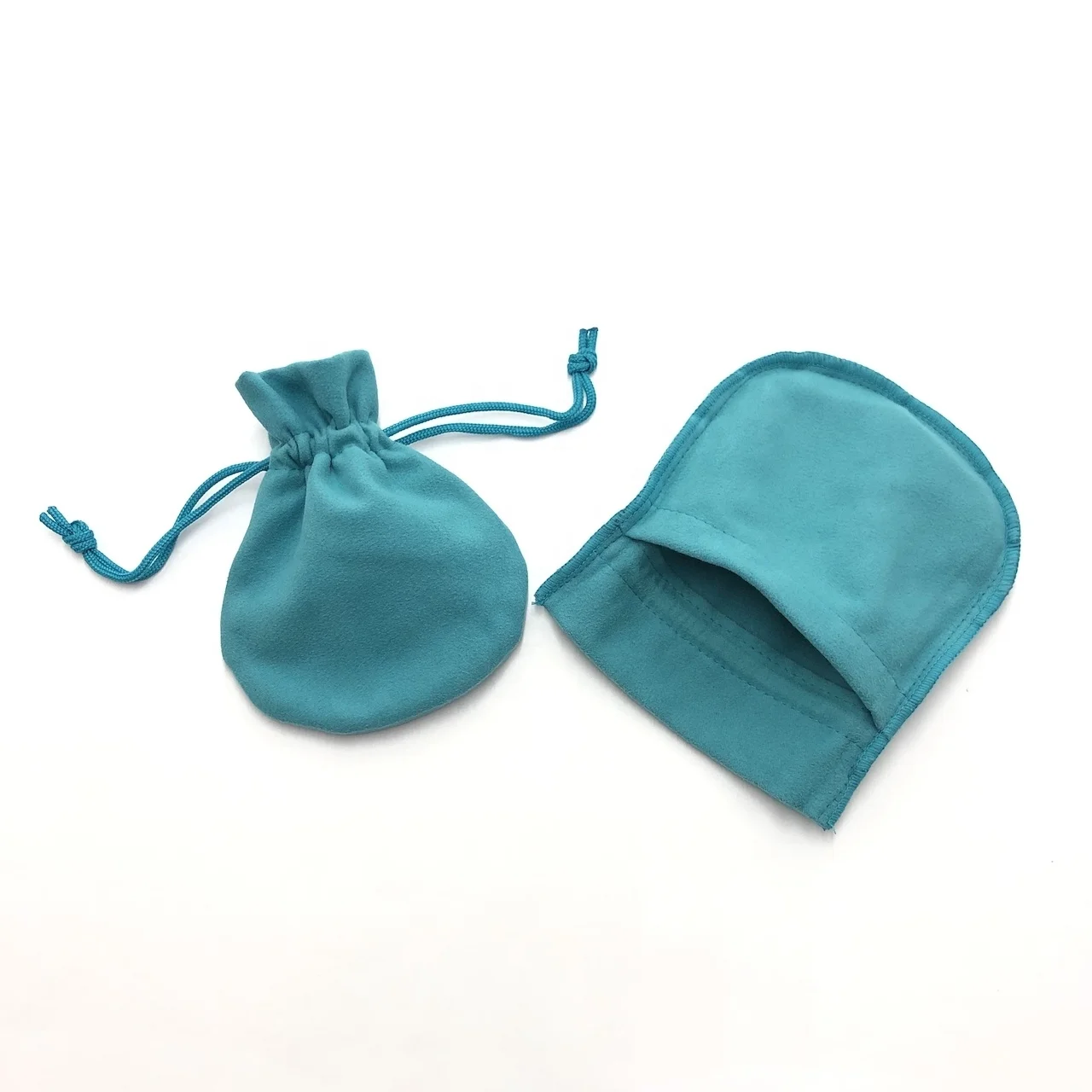 Luxury Drawstring Envelope Style  Suede Jewelry Display Pouch with Middle Divider Insert
