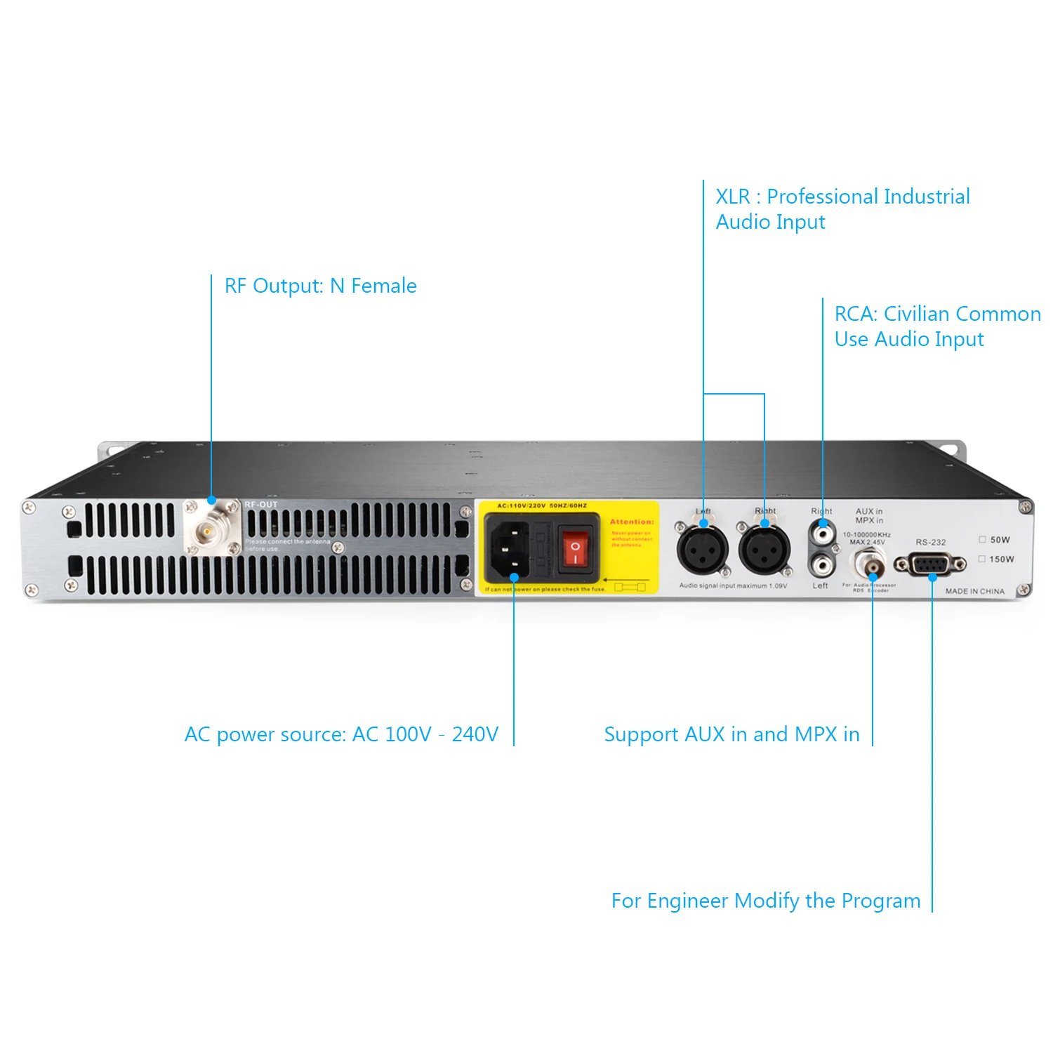  FMUSER FMT5.0-50W 50 Вт Fm-передатчик для церковной FM-радиостанции 87 ~ 108 МГц высокоточный аудио
