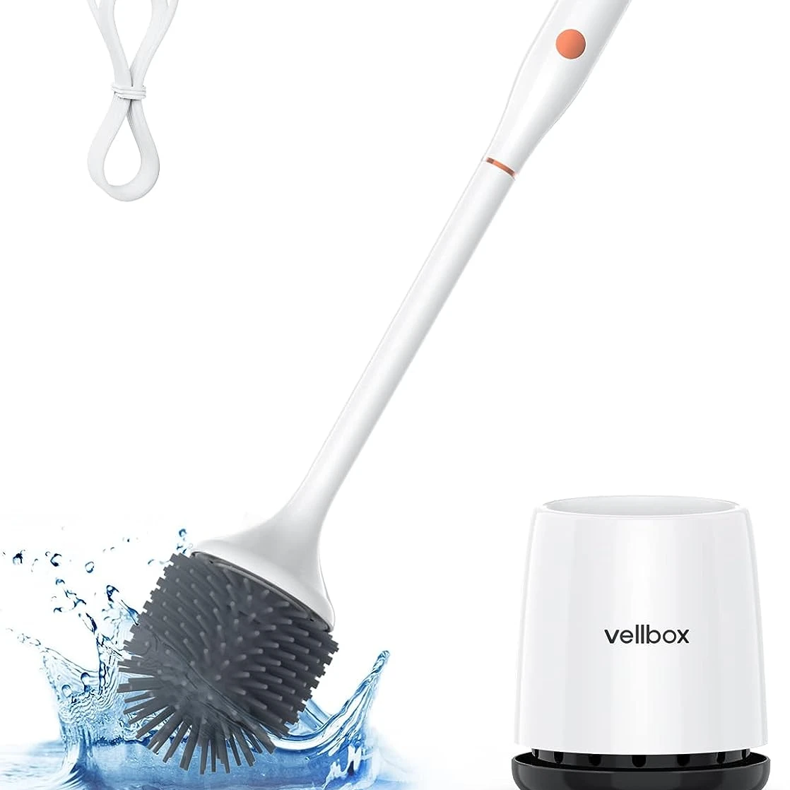 Vellbox Electric Toilet Bowl Brush 360 Toilet Cleaner Silicone Toilet Brush