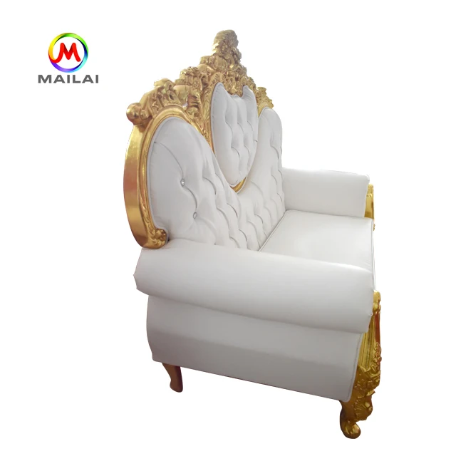 Customized French Style Wedding for  Loveseat white king and queen throne chairs