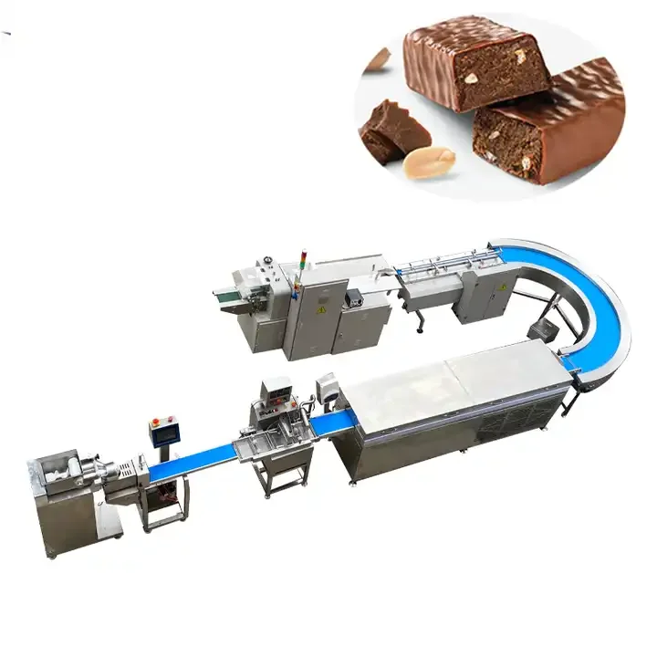 Chocolate nuts Energy bar production line Automatic bar cutting machine maker