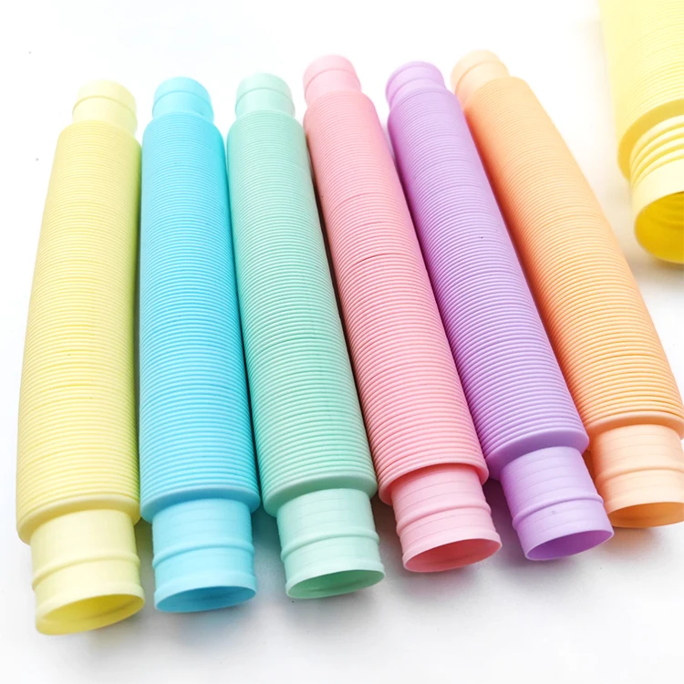 Amazon Hot Sale Funny Colorful Plastic Pop Fidget Tube Toys Sensory Pipe Pop Tubes Fidget Tube Telescopic Toys