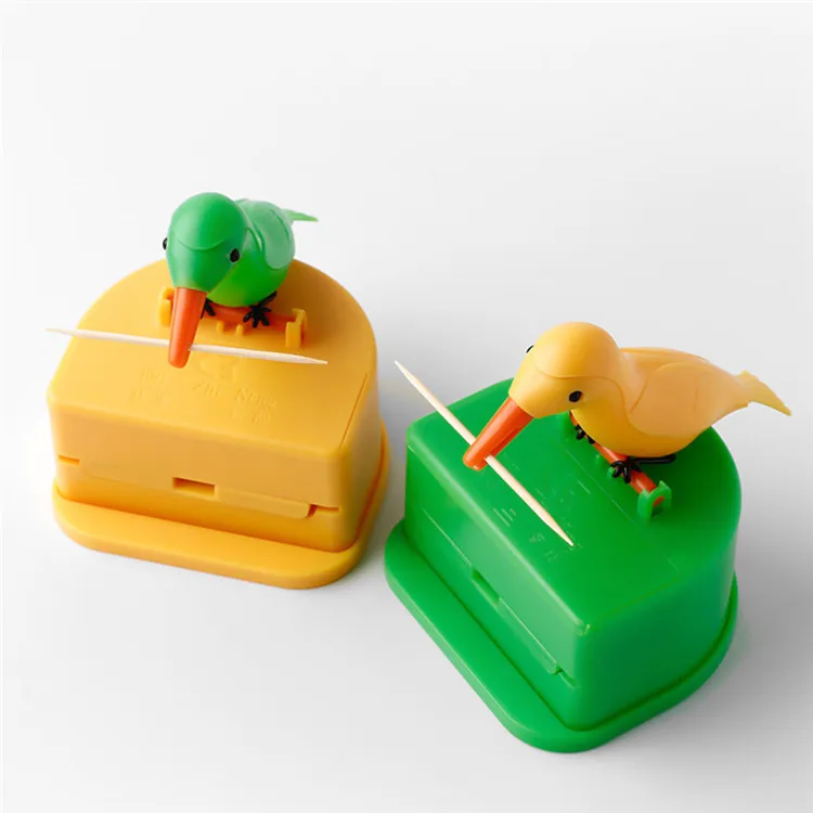 A659 Fully Automatic Storage Toothpick Dispenser Dinning Table Decor Press Type Toothpick Holder Bird Shape Smart Toothpick Box
