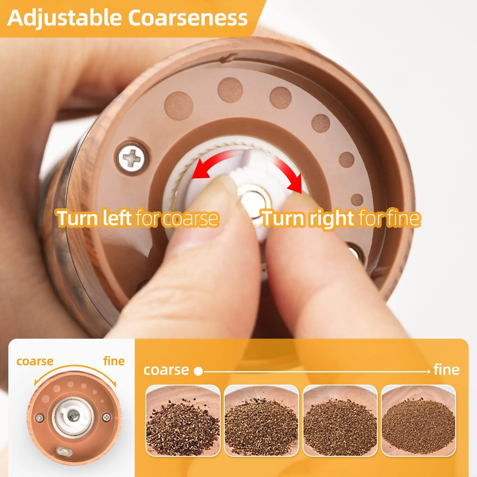 Wooden Pepper Mill Cooking Seasoning Spices Electric Sea Salt and Pepper Grinder Set