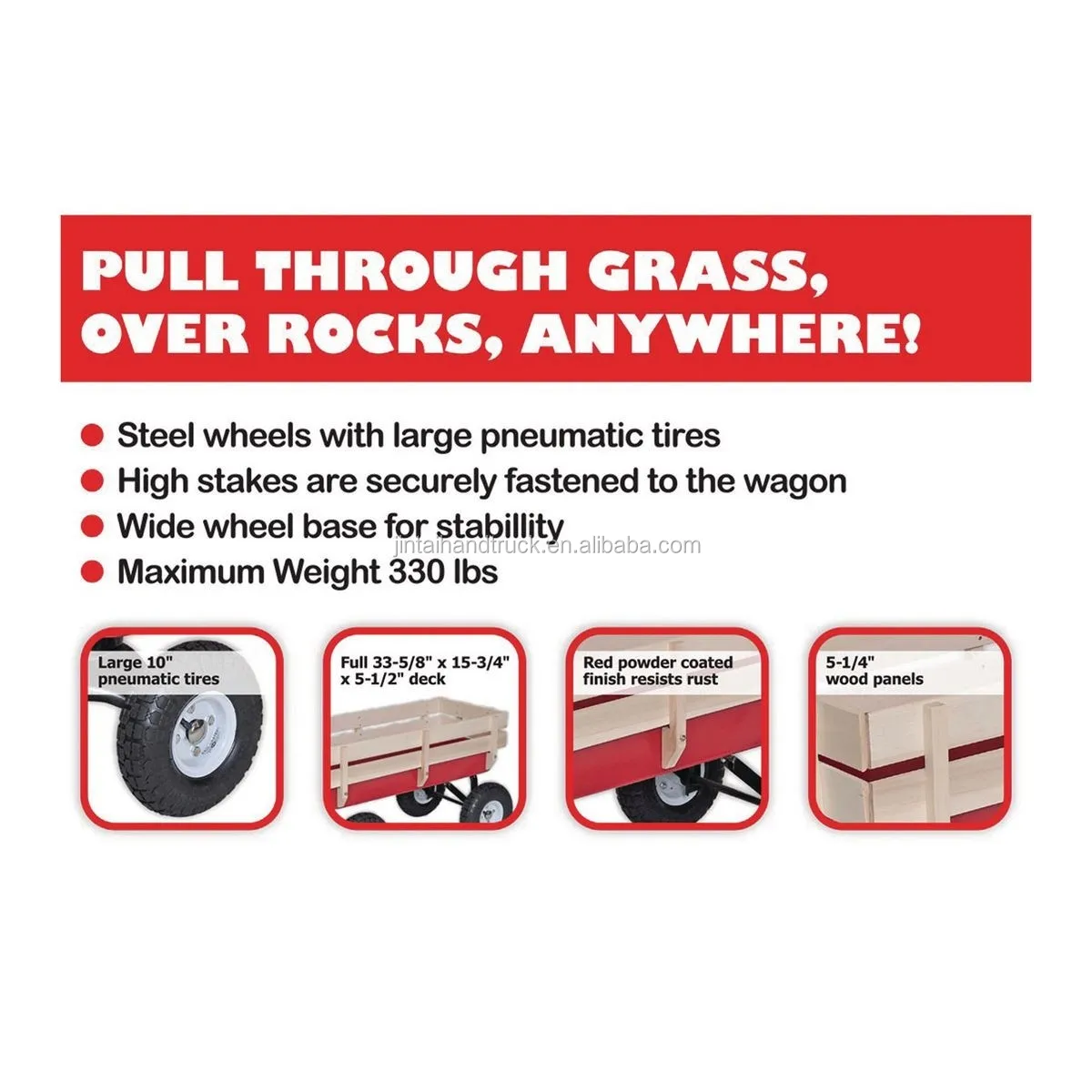 garden wooden panel wagon children pull wagon tool cart with 4 wheels