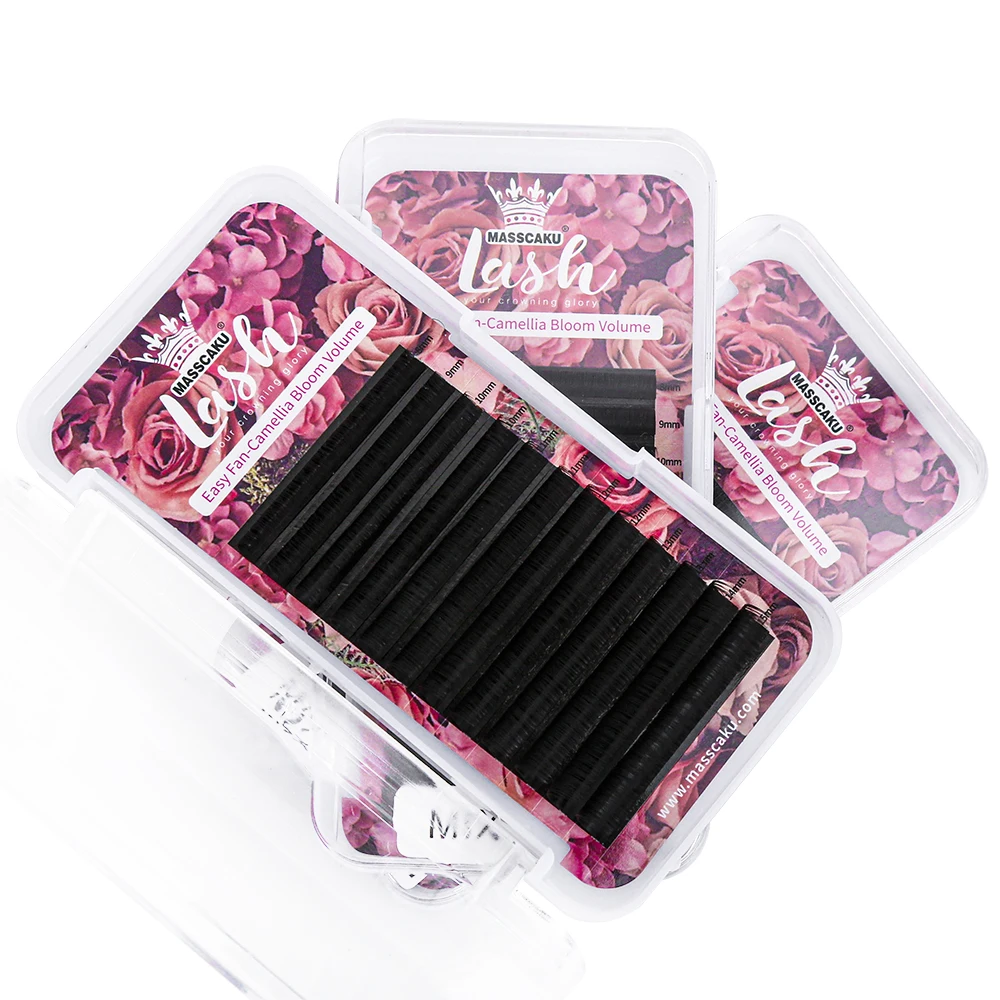 Individual Korean PBT Materials Soft Comfortable Eyelashes Extensions Supplies 12 Rows High Quality Camellia Blooming Lashes
