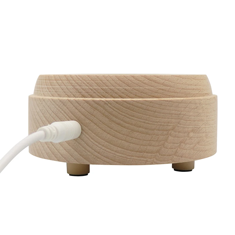 Wholesale 3D Illusion LED Base With Smart Speaker Music Night Lamp RGB Color Wooden LED Light Base For Crystal Ball