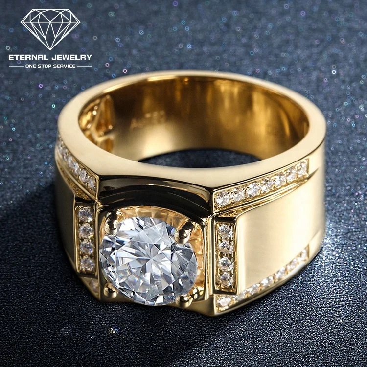 Eternal Jewelry Custom Real 9k 10k 14k 18k Solid Pure Gold VVS Mossianite Laboratory Grown Diamond Wedding Ring for Men