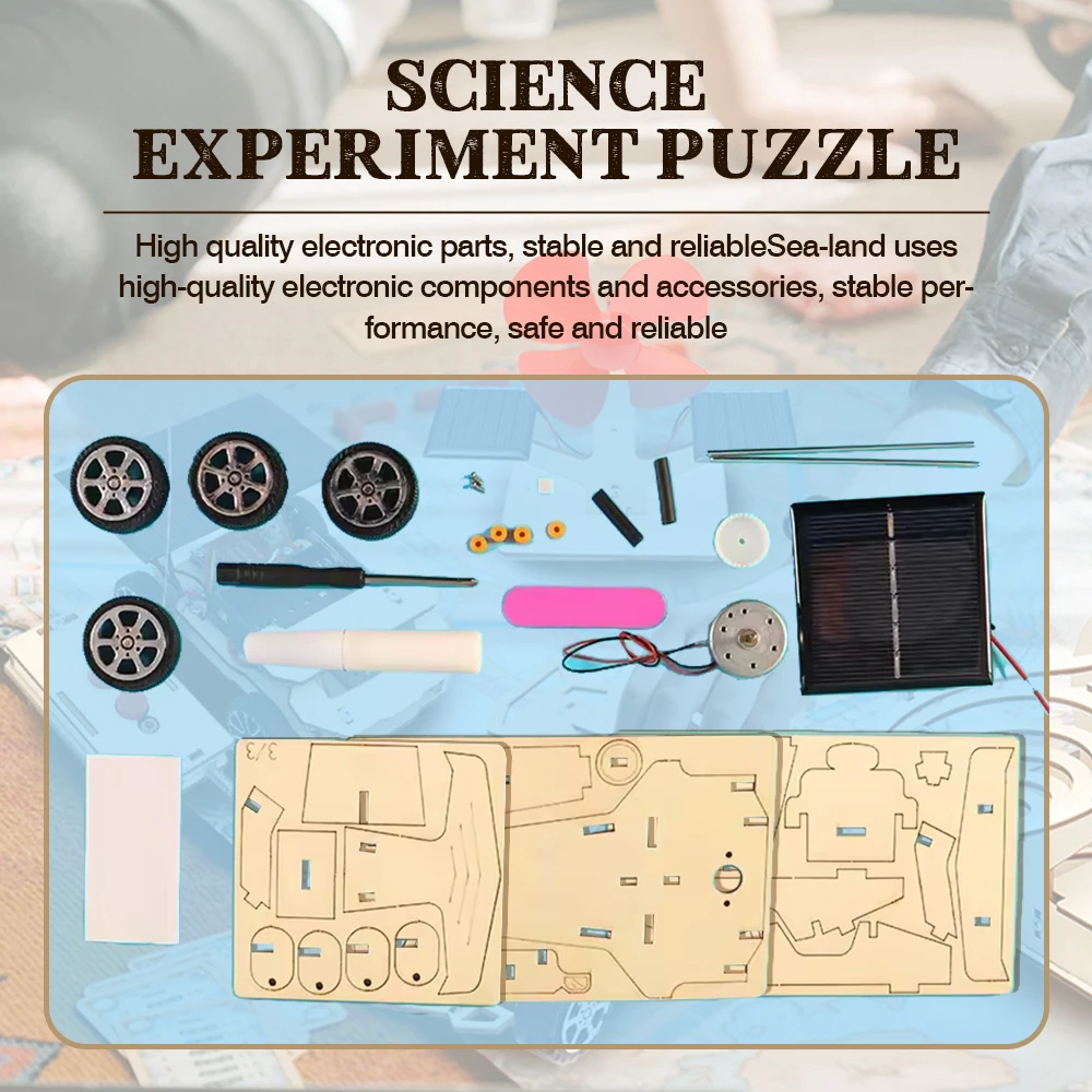 3D learning toys wooden school kids science project electric powered solar panel car Steam STEM toy DIY for Kids