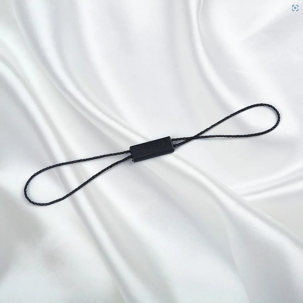 Luxury hangtag rope clothing polyester thread string product seal string with embossed logo plastic seal hang tag string