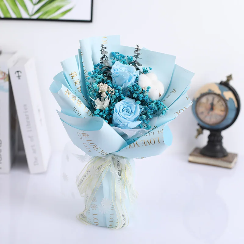 Yunnan factory direct wholesale decoration flowers gift box packaging immortal rose bouquet
