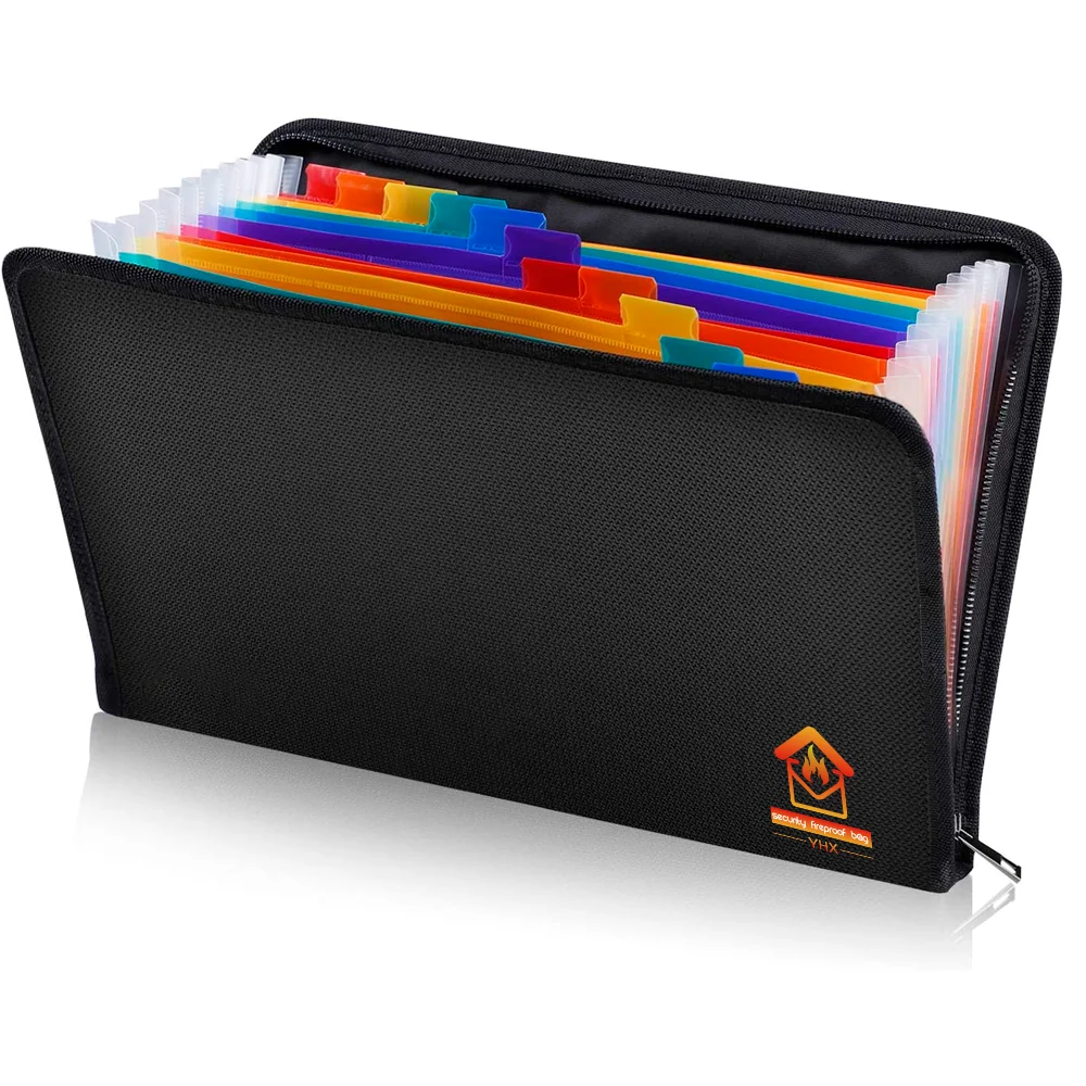 A4 Size Rainbow Expanding Accordion Self-Standing Metal Document Bag Folder Envelope Binder Fireproof Book Pocket Organizer