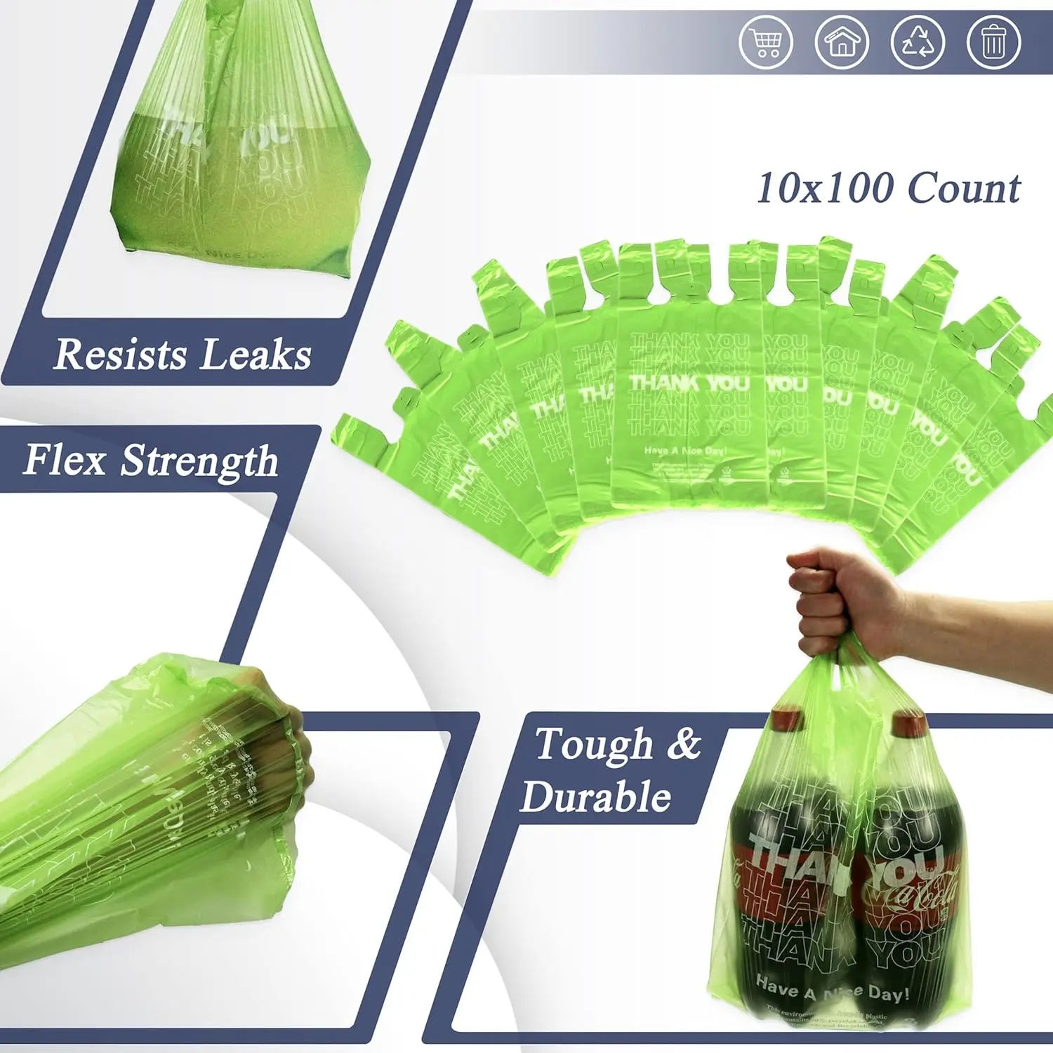 Reusable Produce Mesh Printed Biodegradable Grocery Shopping T-shirt Plastic Bags For Supermarket