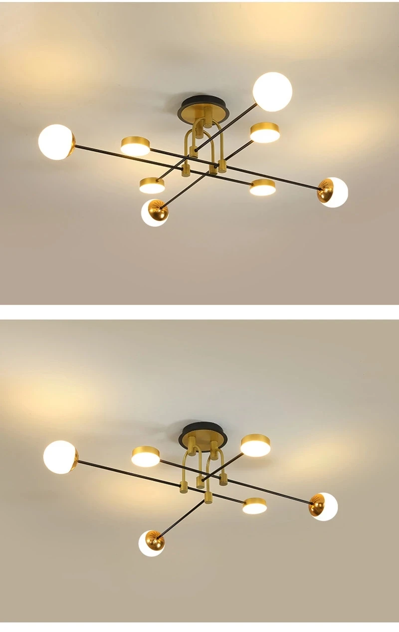 Modern Led Chandelier Suitable For Living Room Dining Room Kitchen Bedroom Golden Black Frame Ceiling And Indoor Lighting