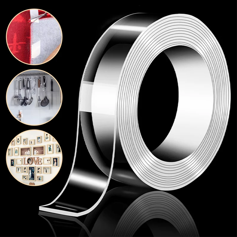 Double Sided Washable Adhesive Tape , Strong Viscosity Reusable Self Adhesive Rug Carpet Seaming Transparent Gel Nano Tape