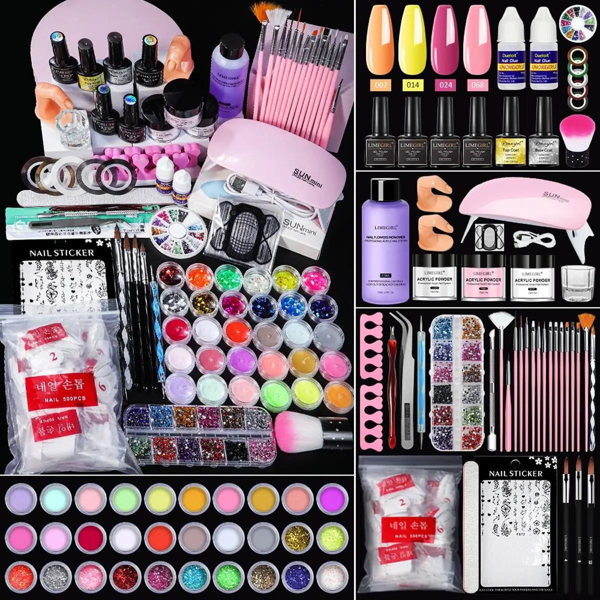 Gel Nail Polish Kit with UV Light, Acrylic Nail Powder Set,30 Colors Acrylic Powder and Liquid Kit Manicure Tools Gel Nail Kit
