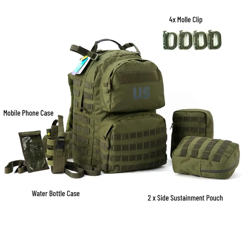 Military US Surplus Molle II Medium Rucksack with 2X Sustainment Pouch,Army Tactical Backpack YKK Zipper and UTX