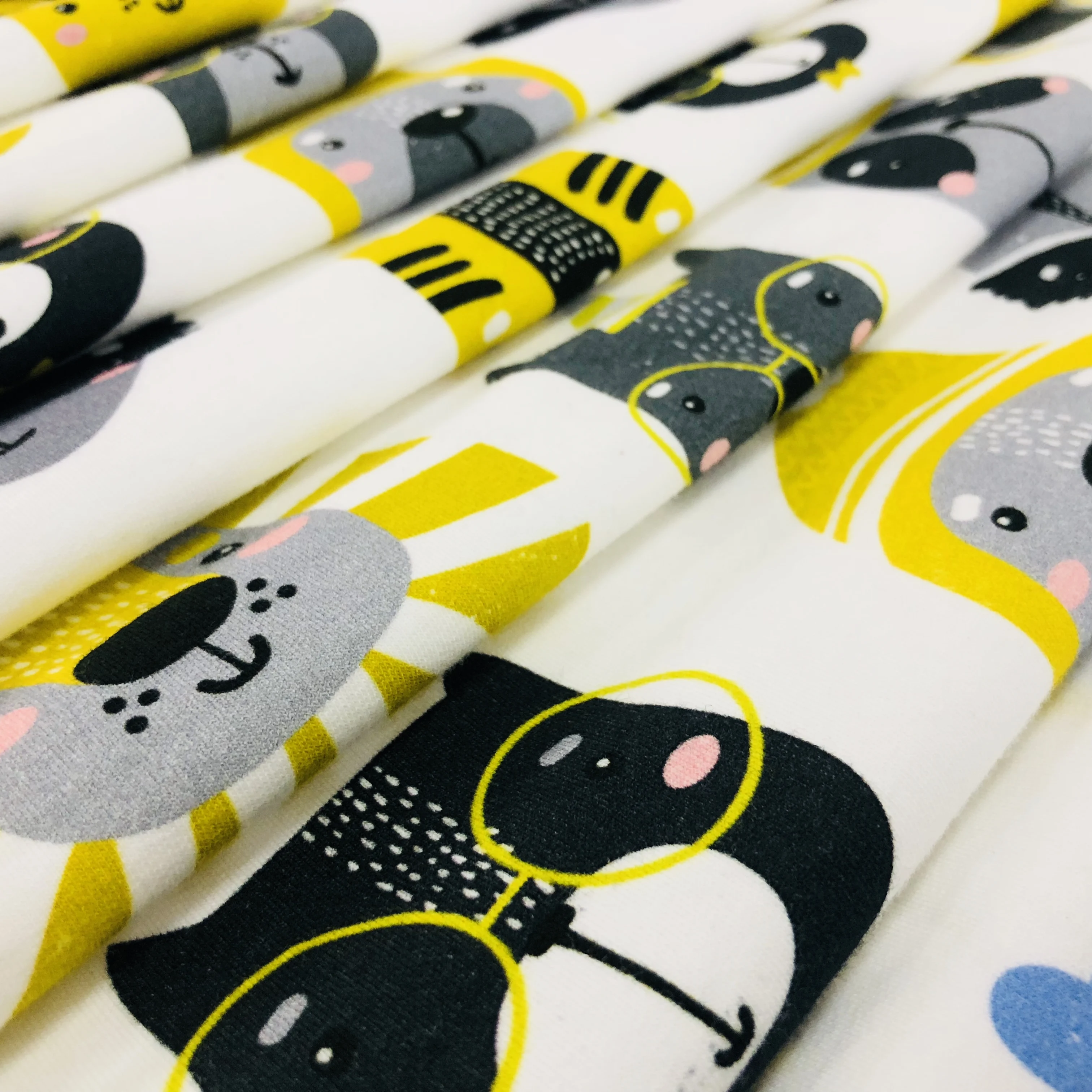 Cartoon Designs Digital Printed Cotton Spandex Knitted French Terry Fabric For