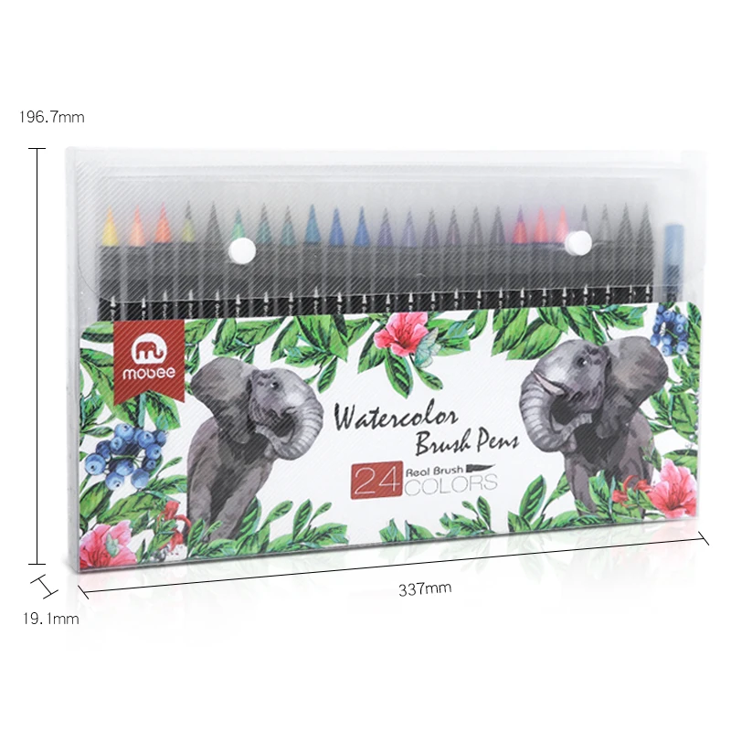High quality 24pcs/set real brush pen rotuladores water color pen Water-based brush tip markers painting watercolor brush pen