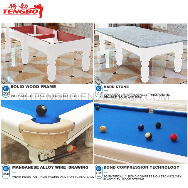Chinese snooker black eight tournament standard high quality solid wood billiard pool table 8ft 9ft white colour