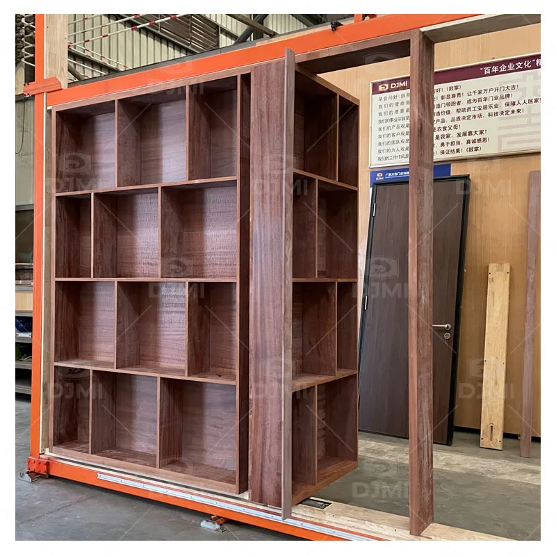 Solid wood with cabinet and bookshelf door design interior swing secret hidden bookshelf door
