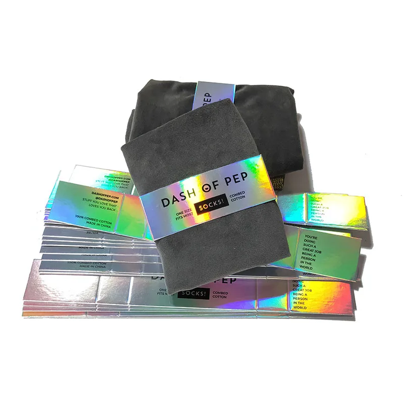 Custom  Art Paper Tag for Socks Cardboard Hanger Full Color Print Sock Sleeve Packaging Hang Tags