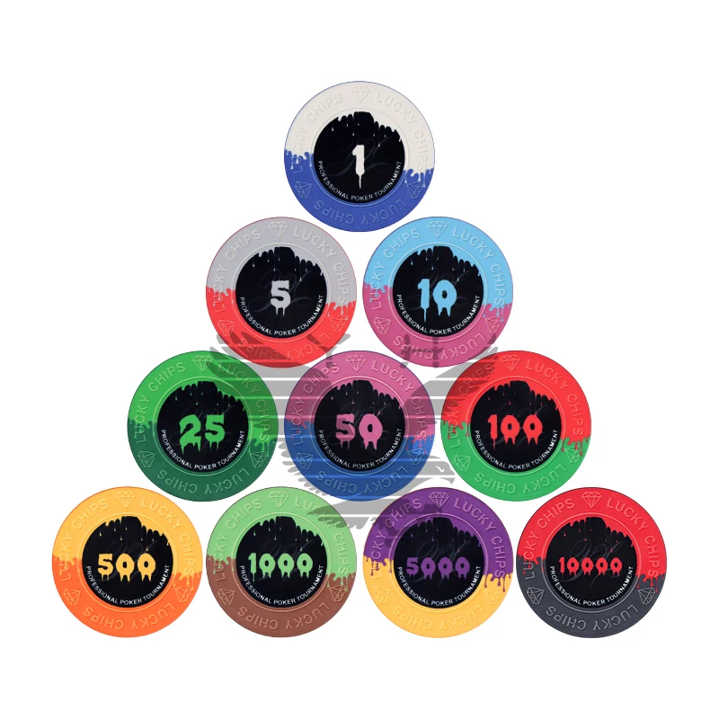 YH Ceramic Casino Chips Lucky Poker Chips Laser Engraving Chips For Commerce Casino Poker Room