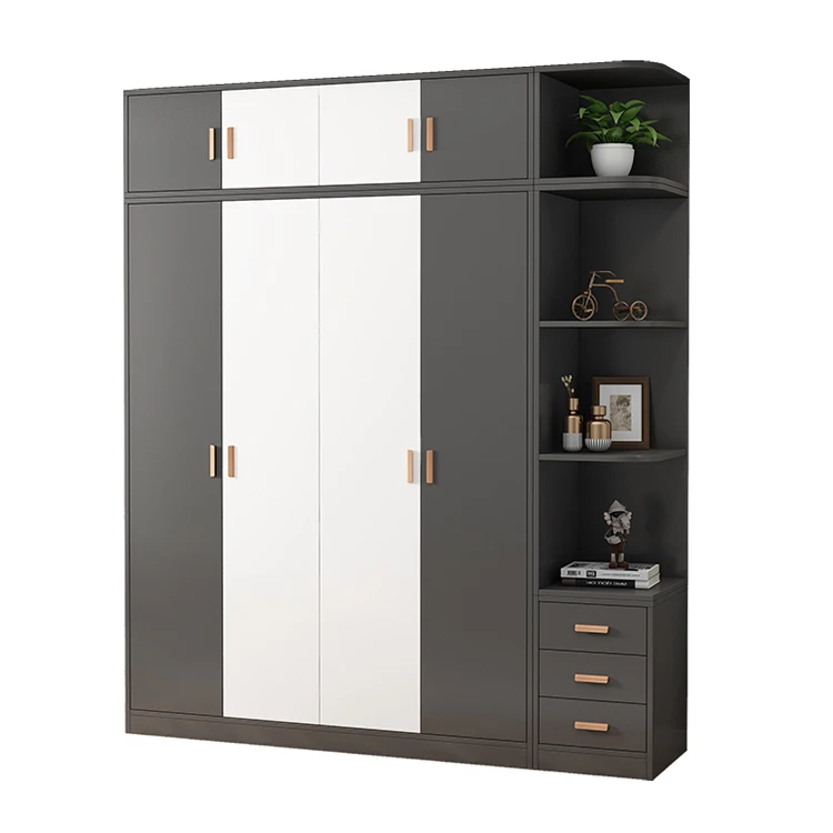 Nordic Organizer Bedroom Furniture White Black Storage Closet Wooden Modern Wardrobe