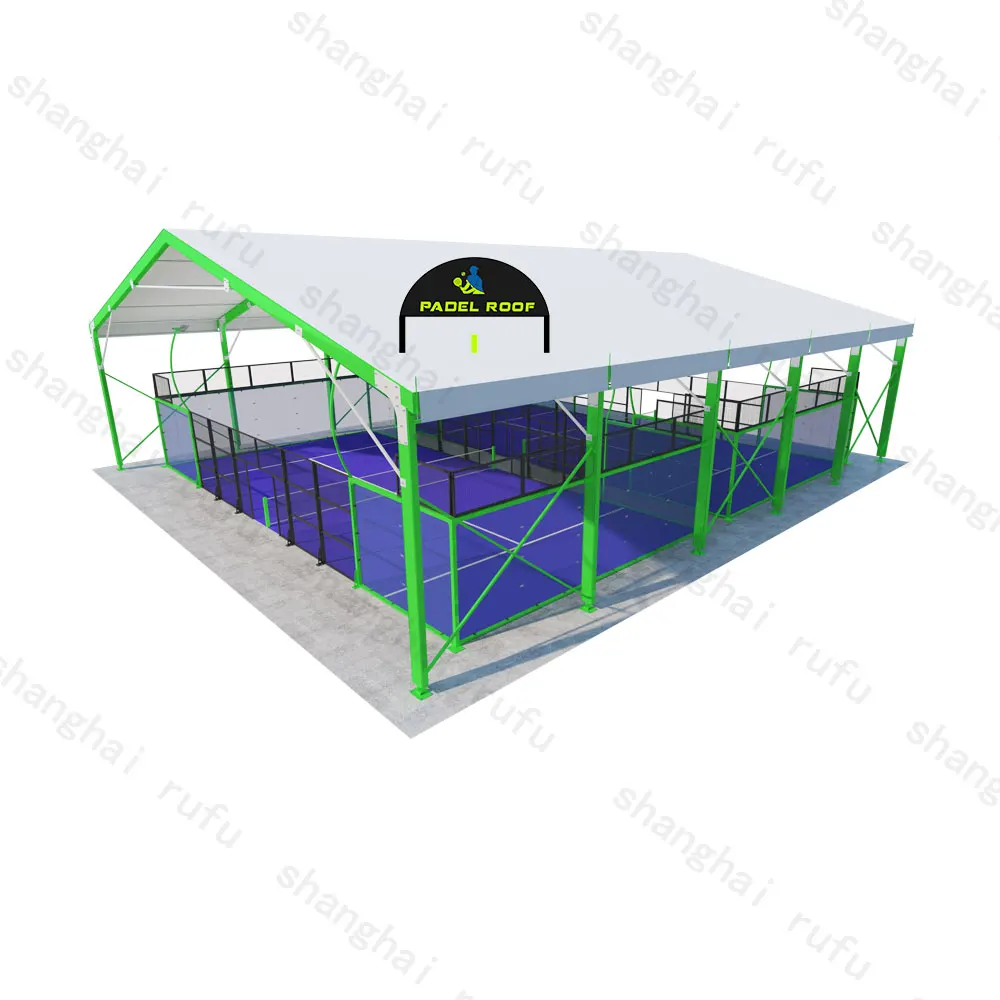 Hot Sale Competitive Price Panoramic Padel Tennis Courts Customized Color Black Tennis Platform Court with Roof