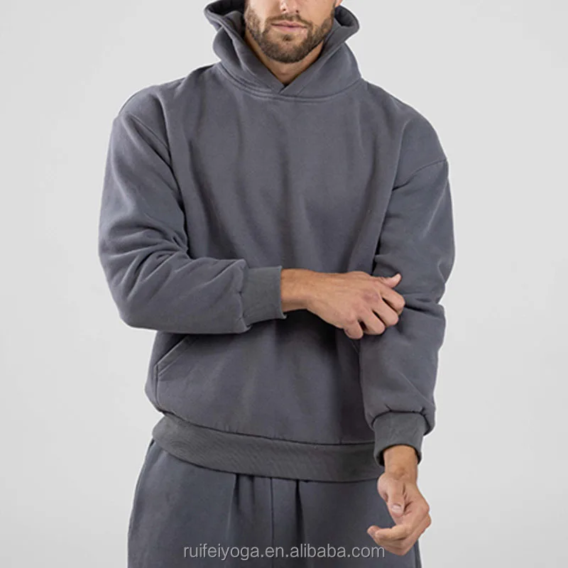 Bulk Unisex Fleece Sportswear Tracksuit Custom Logo High Quality Plain Heavyweight Oversized French Terry Cotton Blend Hoodie