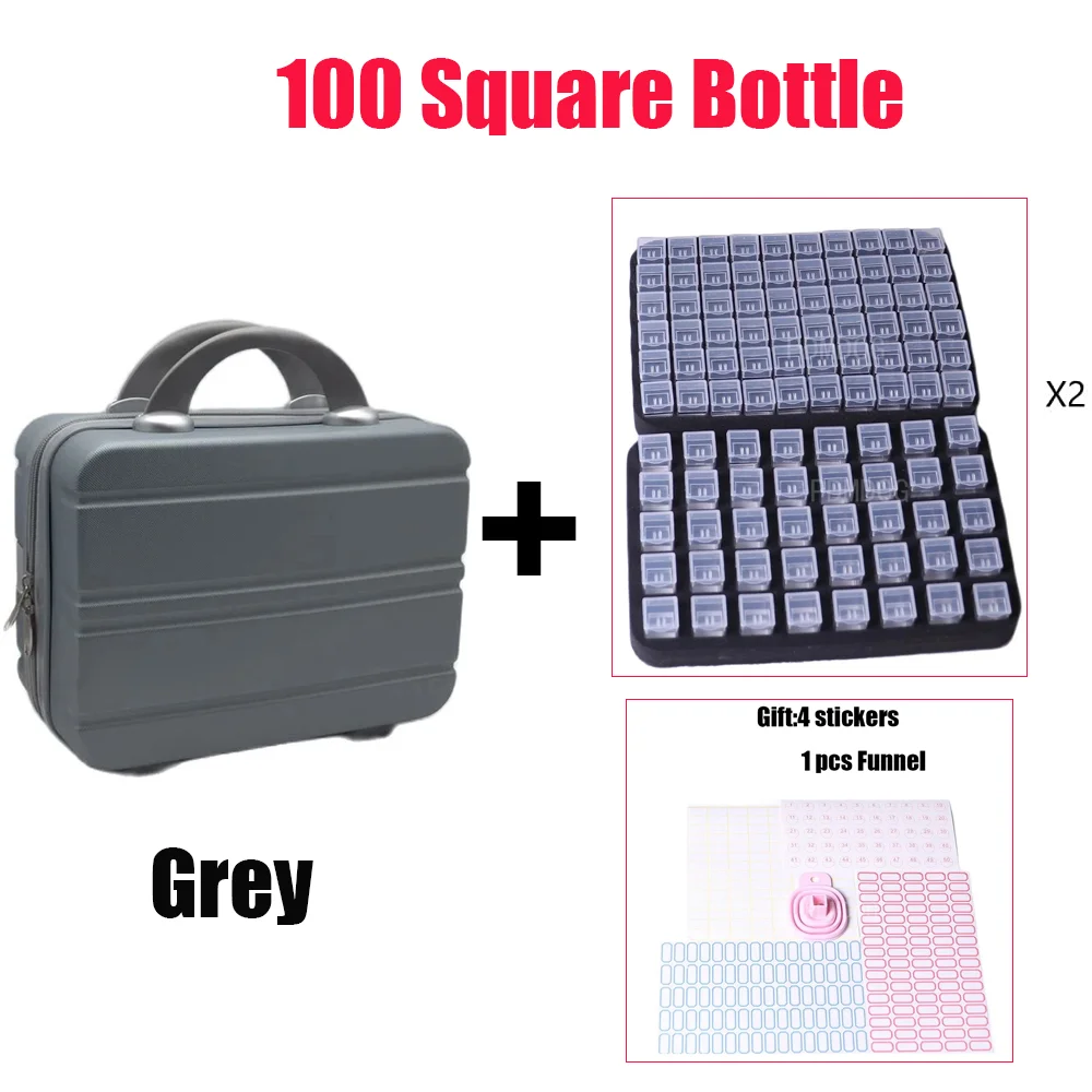 100 Square Bottles Container Bag Jewelry Box Cosmetic Bag Diamond Painting Storage Box Accessories Tools Carry Case