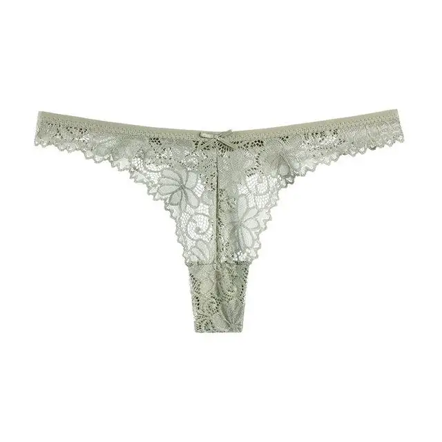 WKER new fashion lace thong with transparent pattern cool pure cotton girl underwear