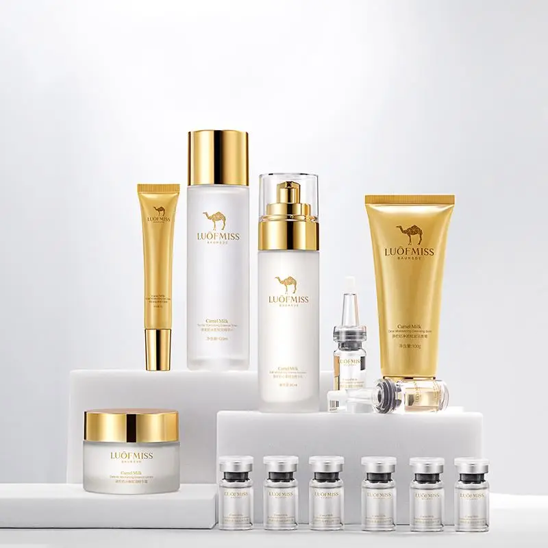 OEM LUOFMISS best custom wholesale camel milk collagen vitamin c anti aging beauty natural skin care set