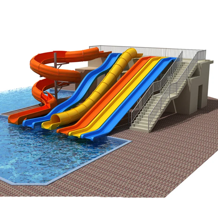 Colorful fiberglass water park equipment factory wholesale price commercial and private swimming pool slide sets for sale