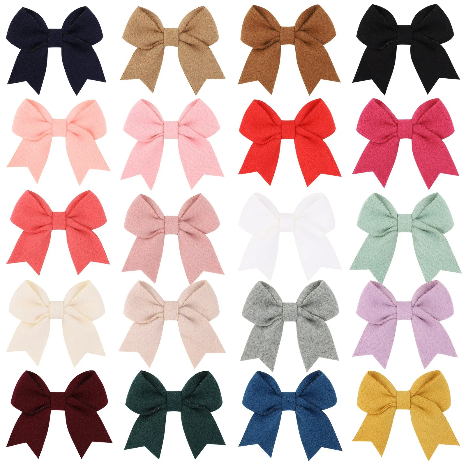 Wholesale 17 Colors Custom Solid Color Duckbill Hair Clip 3.1inches Cute Fabric Hair Bows For Girls Accessories