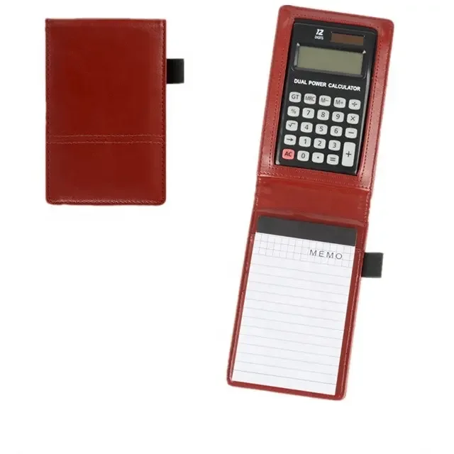 Customized Business Office PU Notepad Portable Small Workbook A7 Memo Pad With Pen holder and calculator