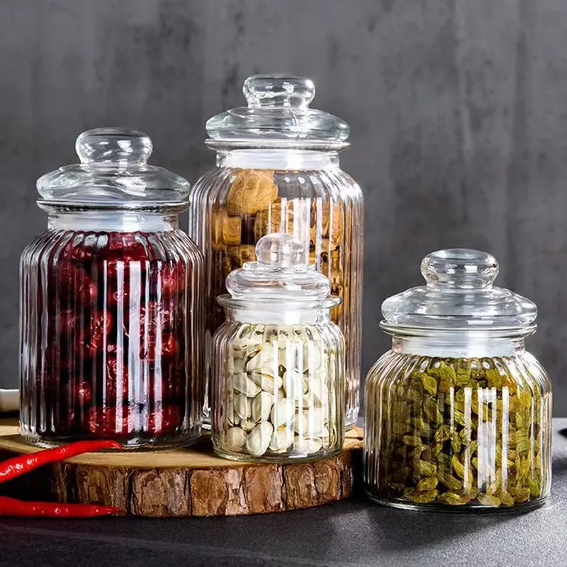 Wholesale large cookie storage bottles jars glass with lid storage pickles jar