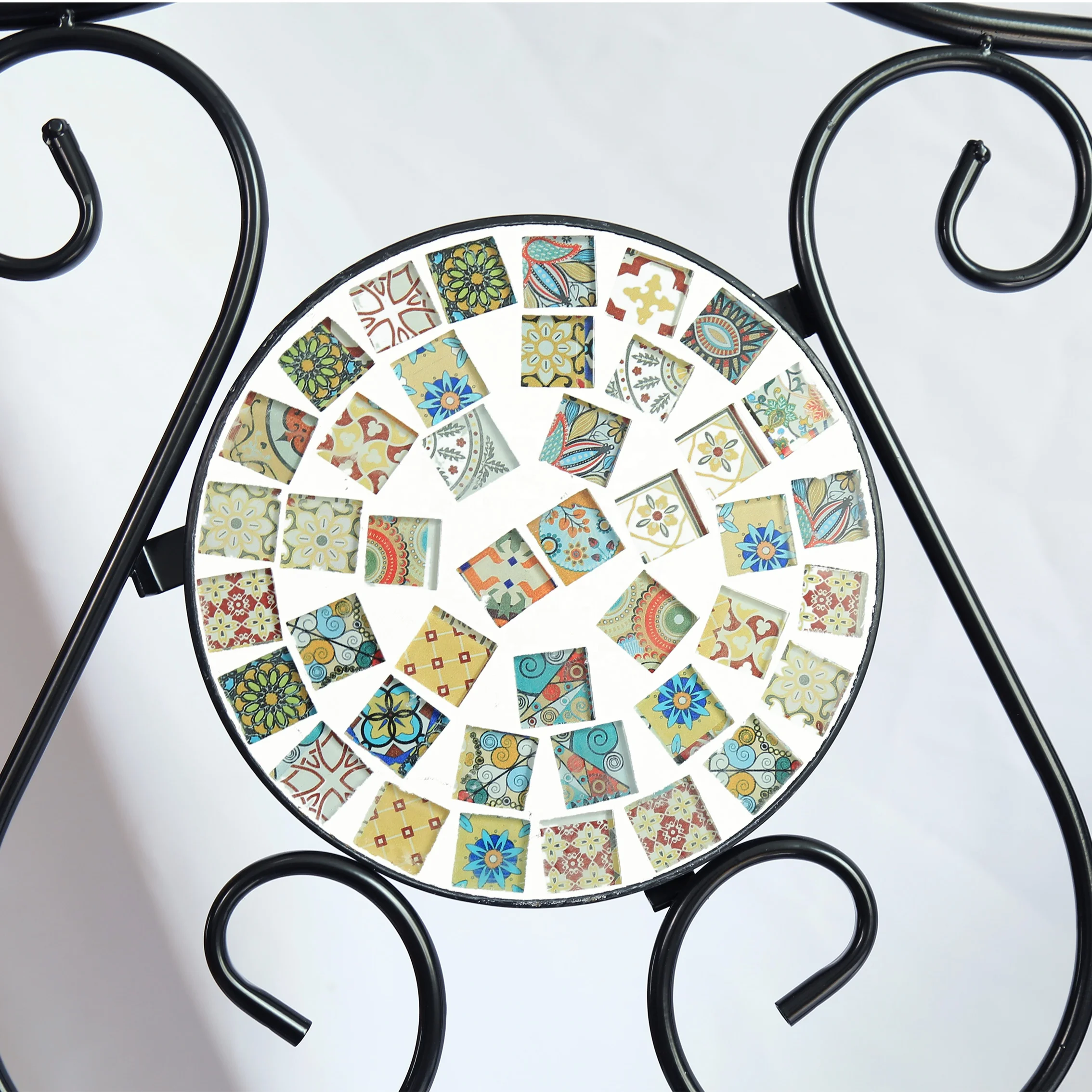 Royal Hand Made Mosaic Bistro Set Stone Dining Table and Chair 3 Piece