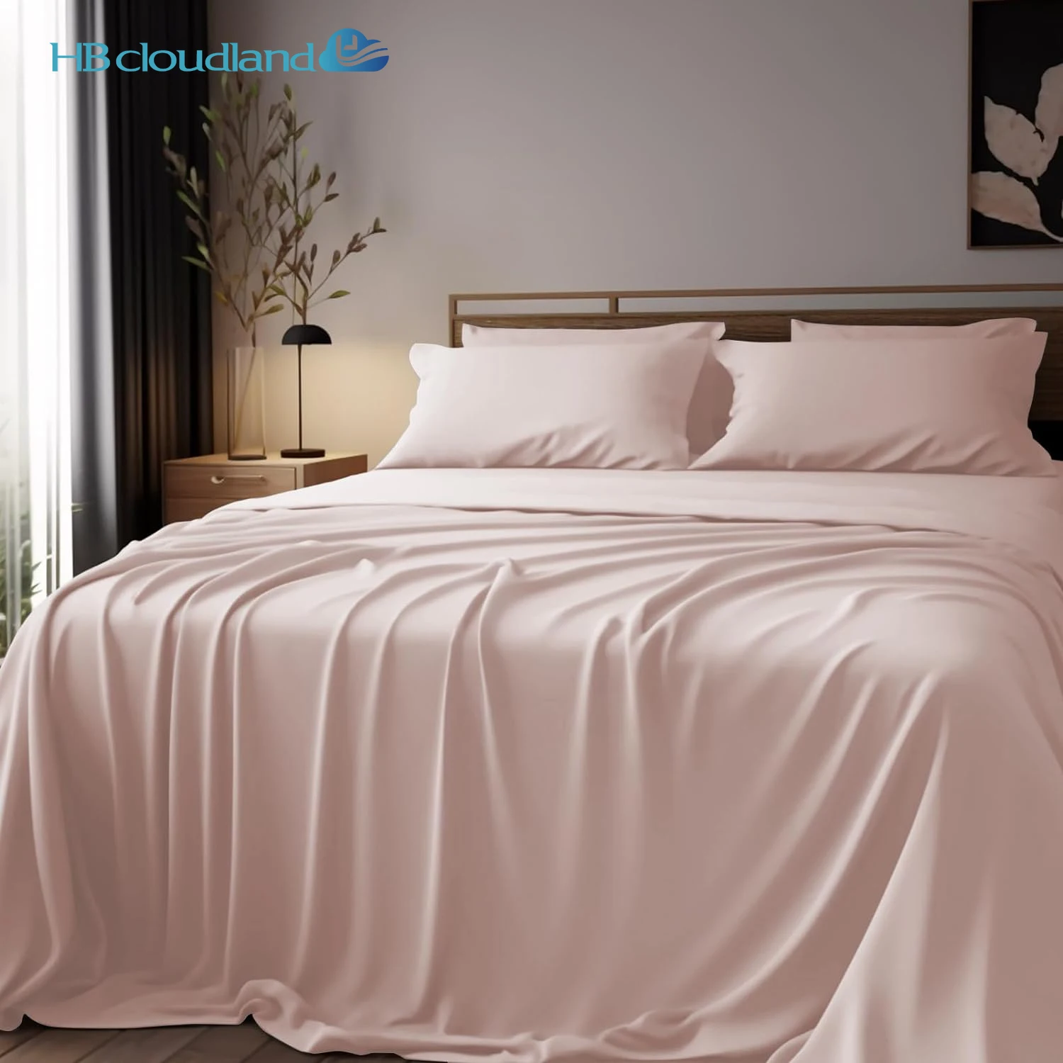 Cloudland Bamboo Fitted Linen Bed Sheets Bedding Set 300Tc Hotel Oeko Bamboo Organic High Quality Sheet