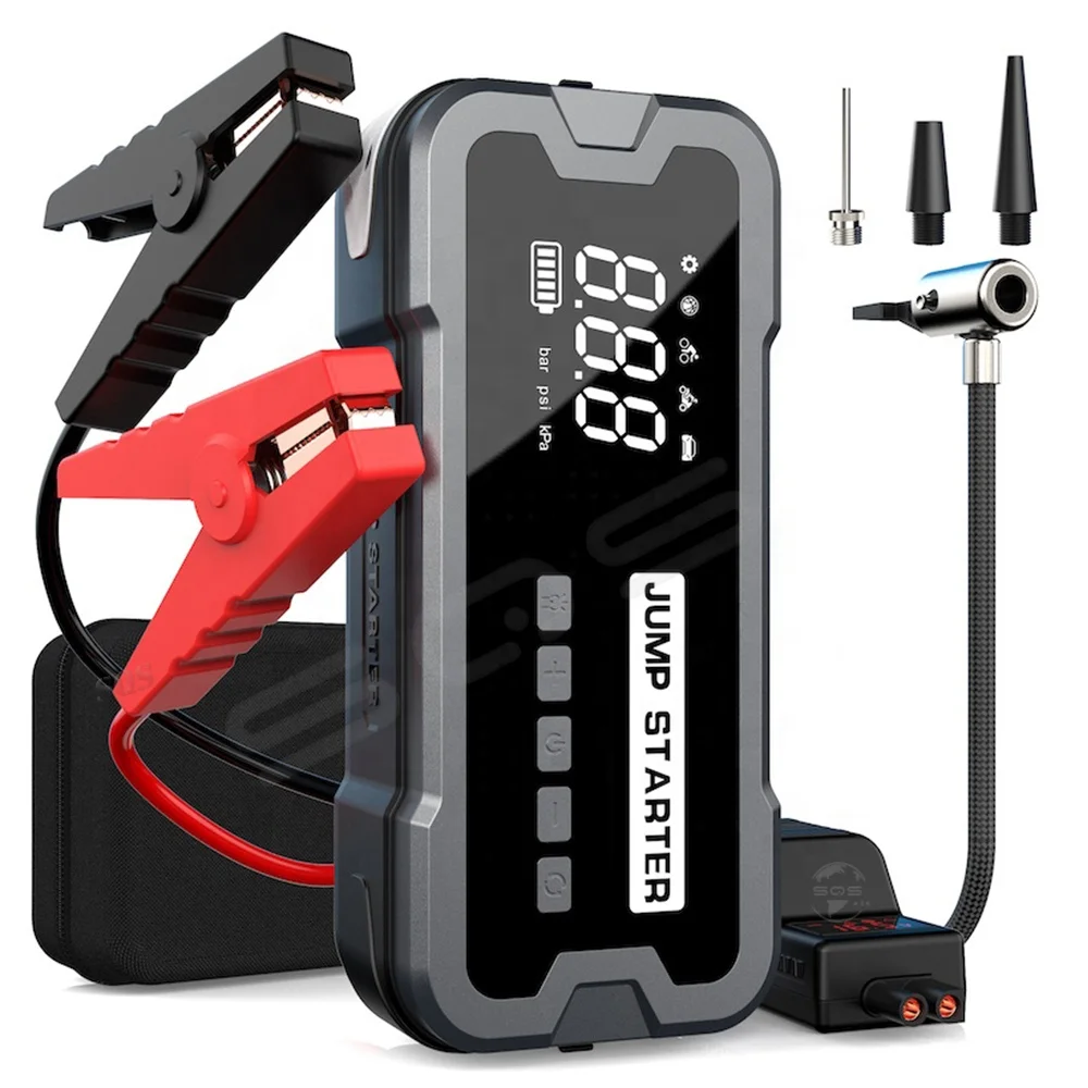 SQS Factory customization 4000A Power Jumper 12V Battery Jump Starter And Tire Inflator Multifunction With Air Compressor
