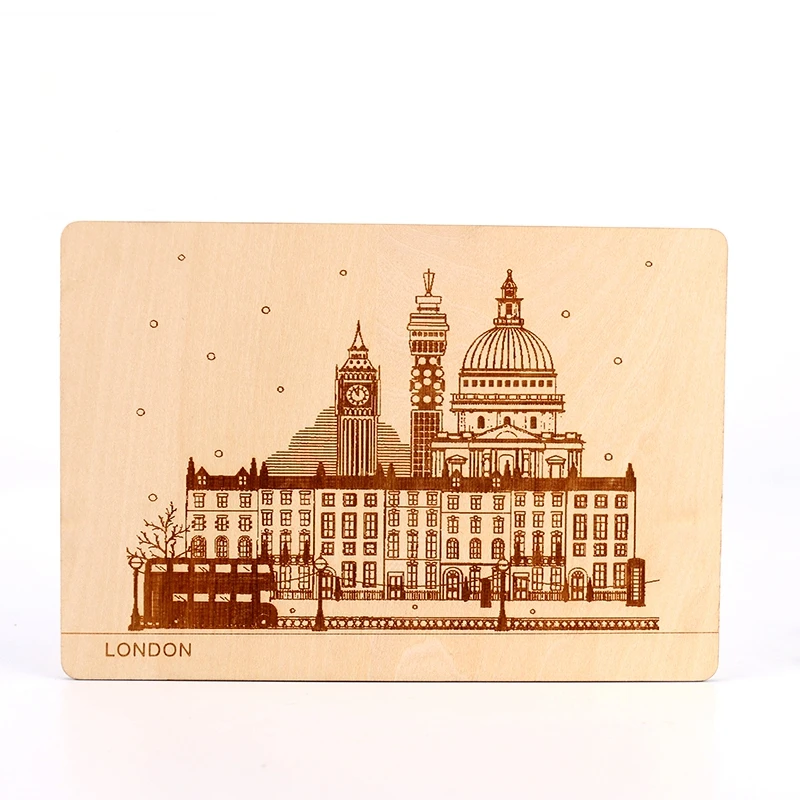 Laser cutting solid wooden postcards for souvenir