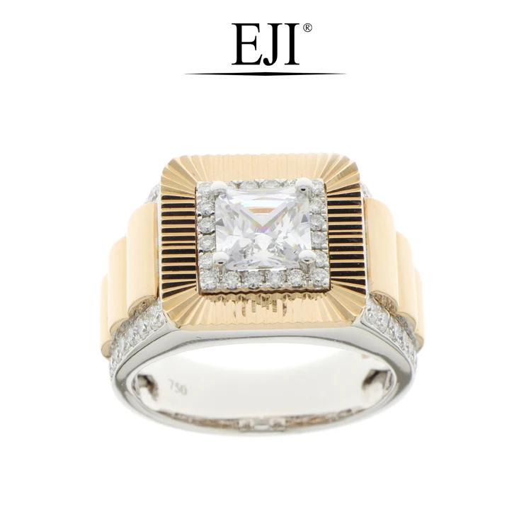 
Manufactory Direct Luxury Atmospheric CNC 18K Gold Diamond Ring For Men 