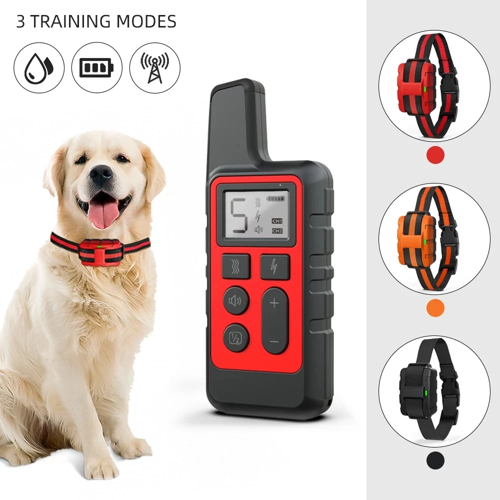 Waterproof Dog Training Collar Pet 500m Remote Control Rechargeable Shock sound Vibration Anti-Bark for All Size dog